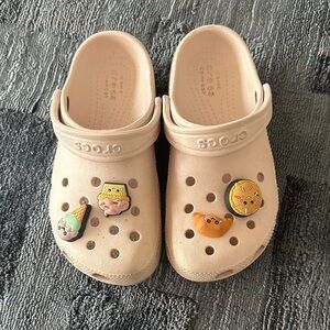 CROCS Kids' Cream Slippers with Cute Charms